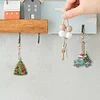 (US Local)6PCS  Christmas DIY Diamond Painting Keychain Diamond Art Kits Keyrings