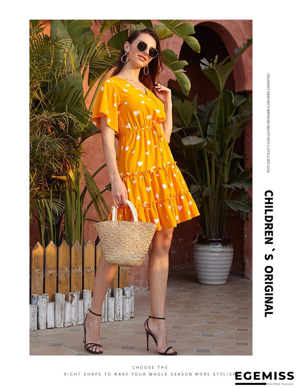 Women's Chiffon V-neck Lace Up Dress Casual | EGEMISS