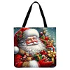 (US Only)4pcs Christmas Linen Tote Bag Handbag Large Capacity Women Shopping Shoulder Bag