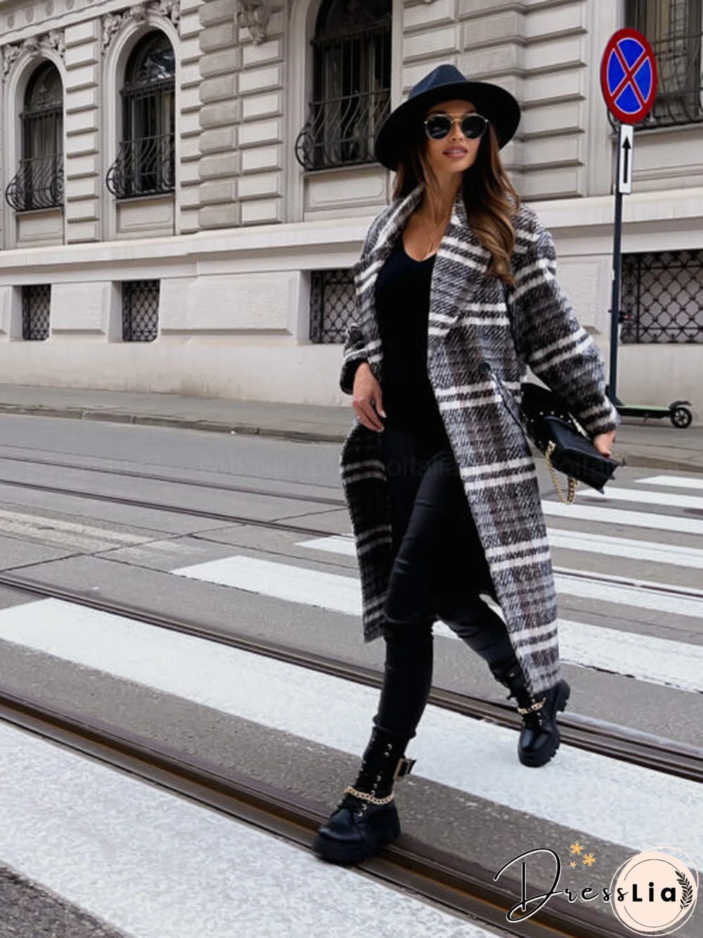Long Blazer Plaid Shacket Coat