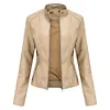 Slim-fit Stand-collar Leather Jacket Woman Biker Jacket