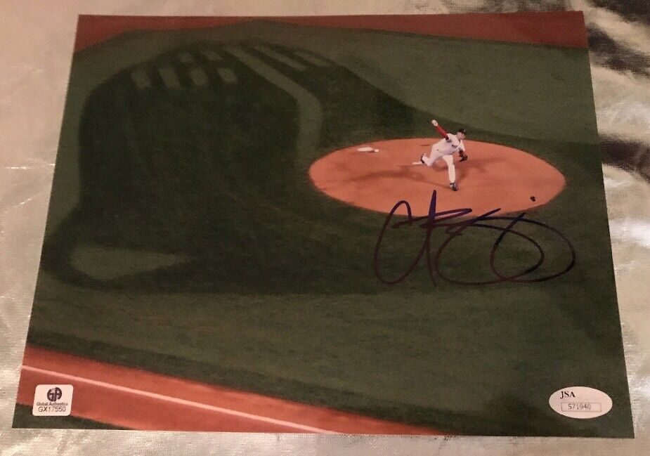 CURT SCHILLING BOSTON RED SOX SIGNED 8X10 Photo Poster painting JSA COA