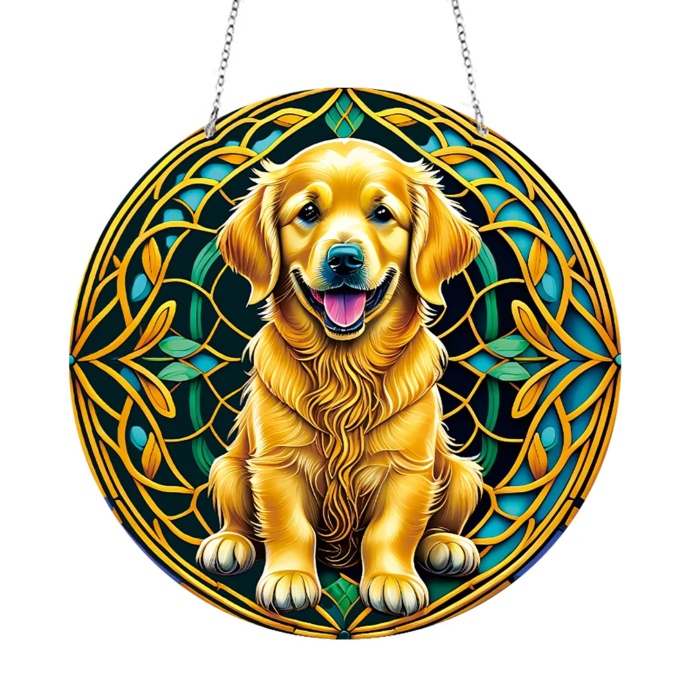 DIY Dog Crystal Diamond Pendant Single-sided 5D Round for Home Garden