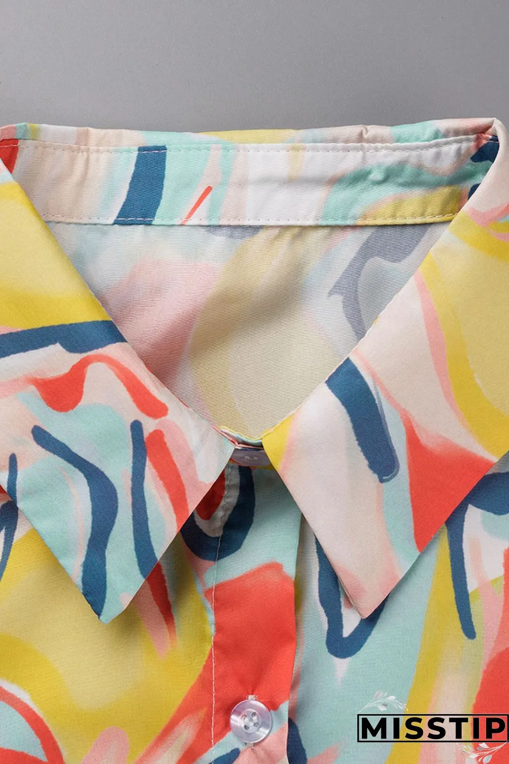 Orange Yellow Casual Print Patchwork Turndown Collar Plus Size Two Pieces