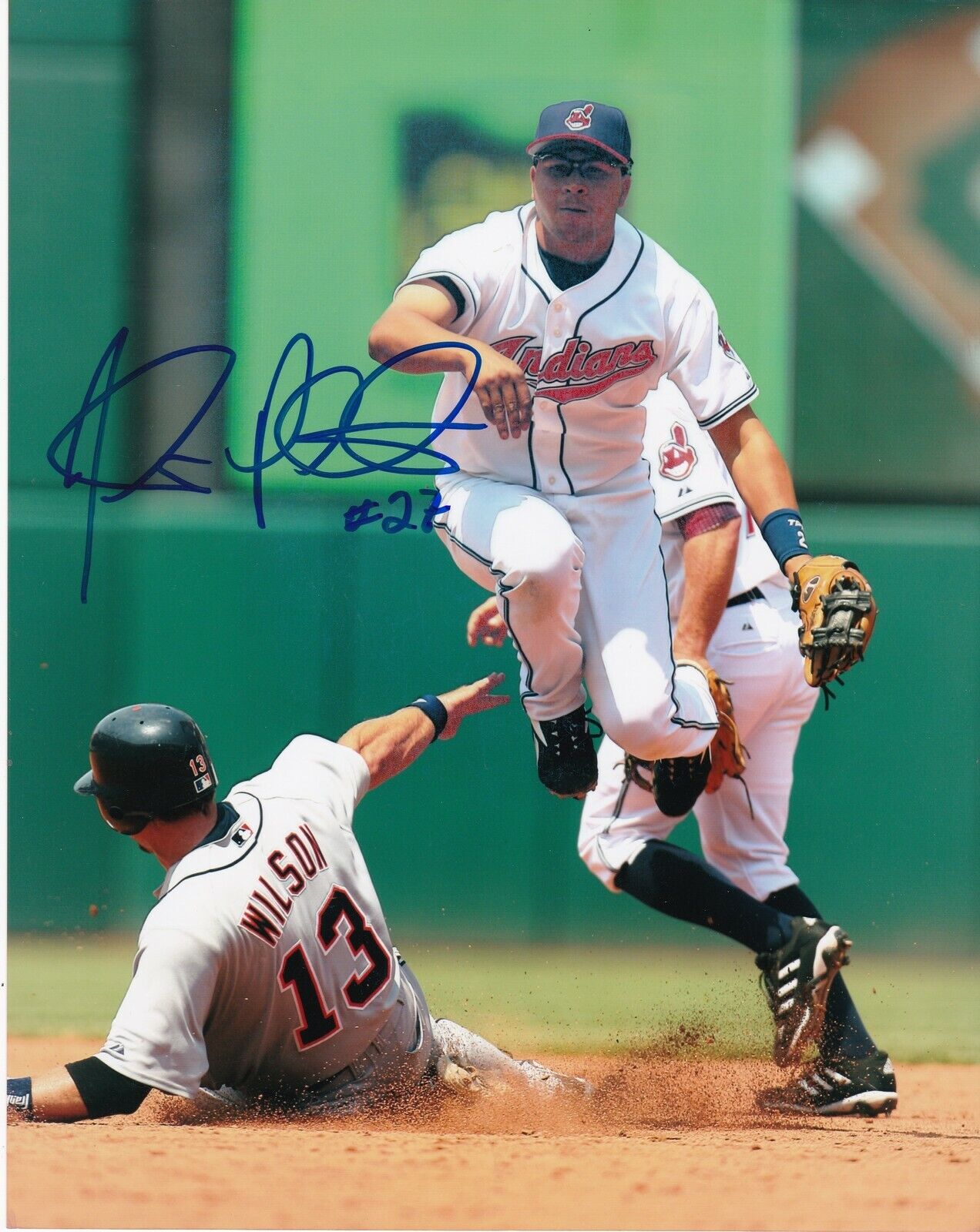 JHONNY PERALTA CLEVELAND INDIANS ACTION SIGNED 8x10