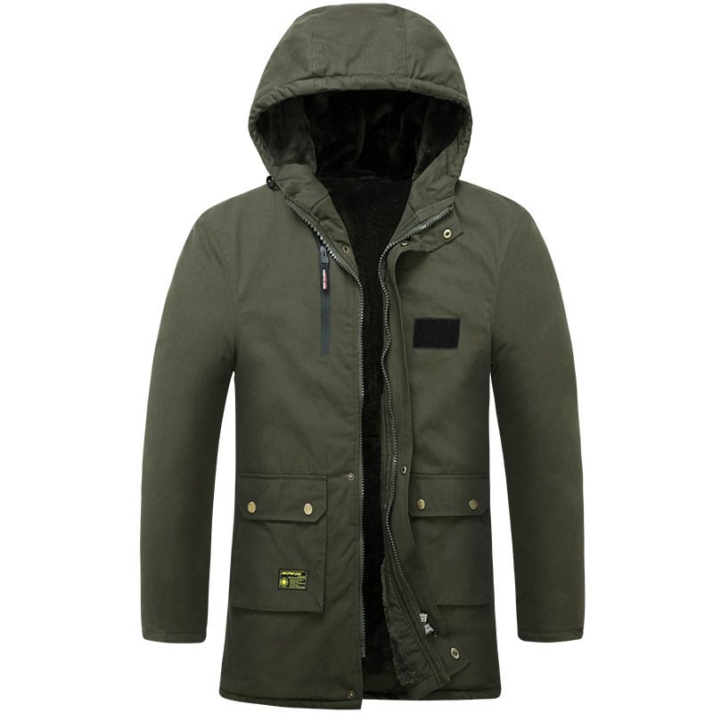 Men's Velvet Warm Multi-pocket Hooded Cotton Jacket-Compassnice®