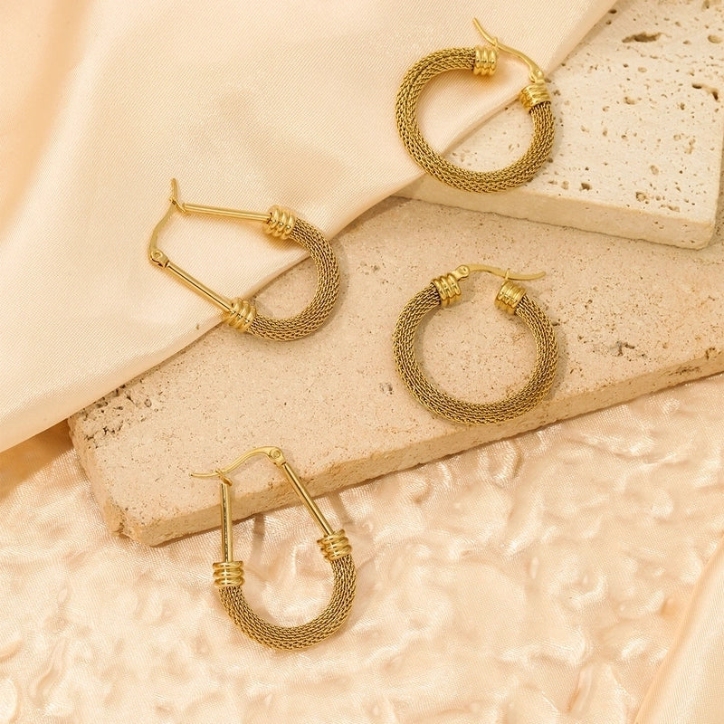 1 Pair Commute Circle Plating 304 Stainless Steel Earrings