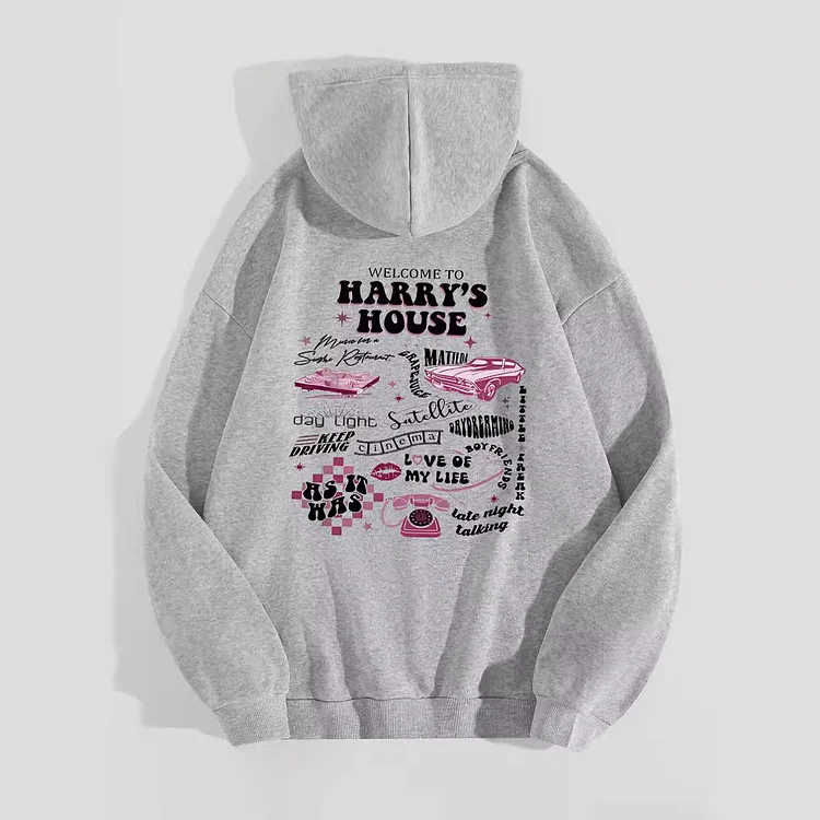 Harry's House Letter Printed Hooded Sweatshirt Y2K Aesthetic Hoodie at Hiphopee