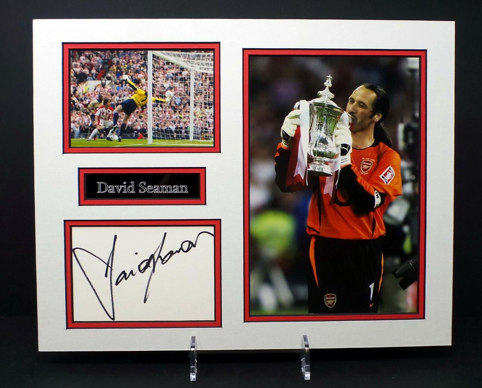 David SEAMAN Signed Mounted Photo Poster painting Display AFTAL RD COA Arsenal Goalkeeper Legend