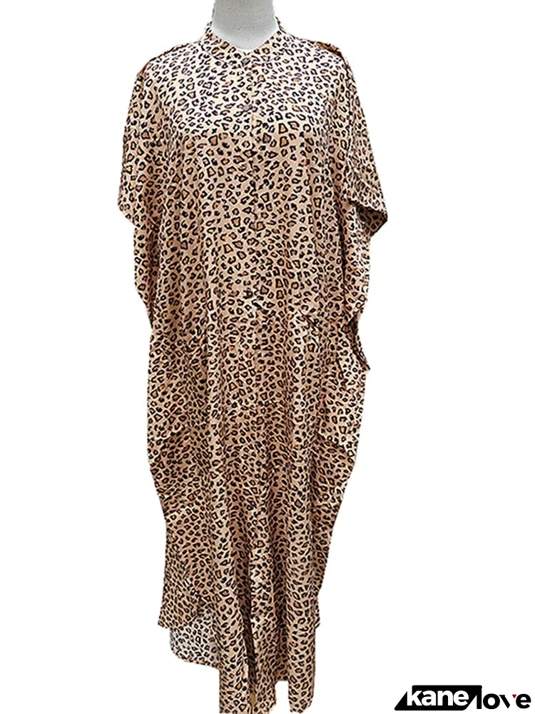 Women's Polyester Front Button Closure Kaftan Beachwear Cover Up