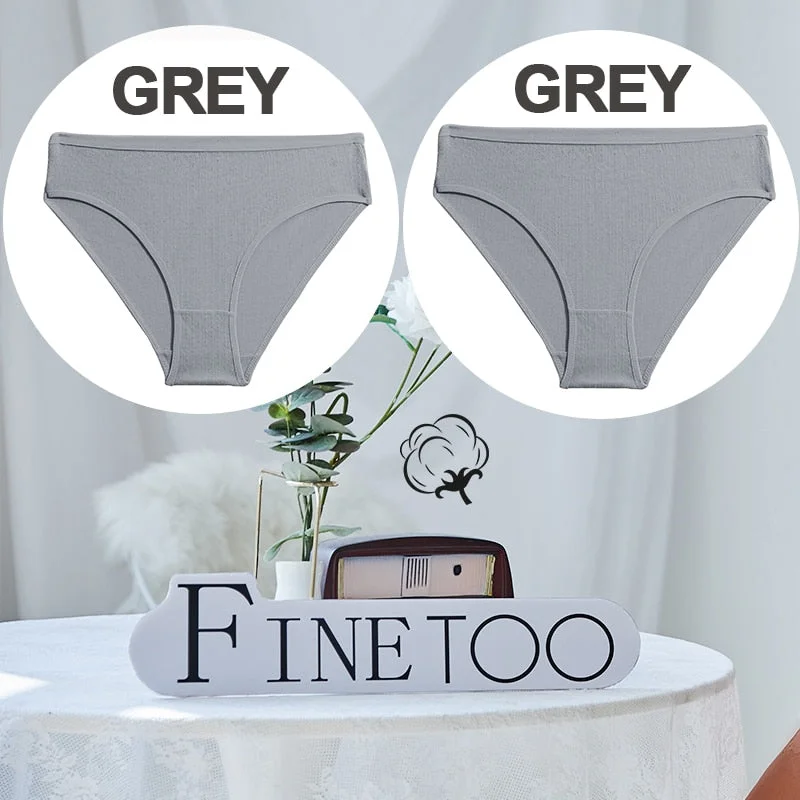 FINETOO 1/2PCS Sexy Panties Women Underwear Cotton Panties Female Underpants Solid Color Soft Woman Briefs M-XL Pantys Lingerie