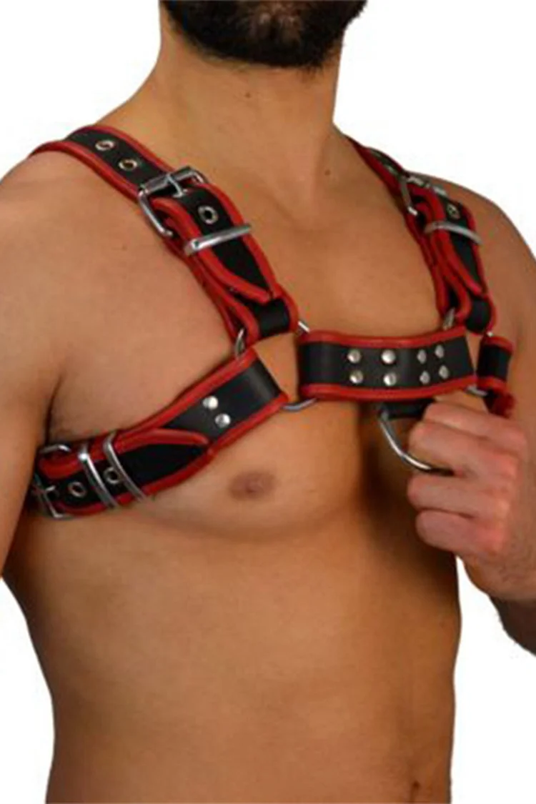 Contrast Binding PU Leather Shoulder Strap Body Harness