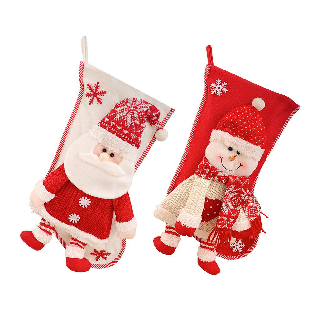 

3D Christmas Knit Stocking Snowman Santa Socks Xmas Fireplace Gift Bags, Old mam, 501 Original