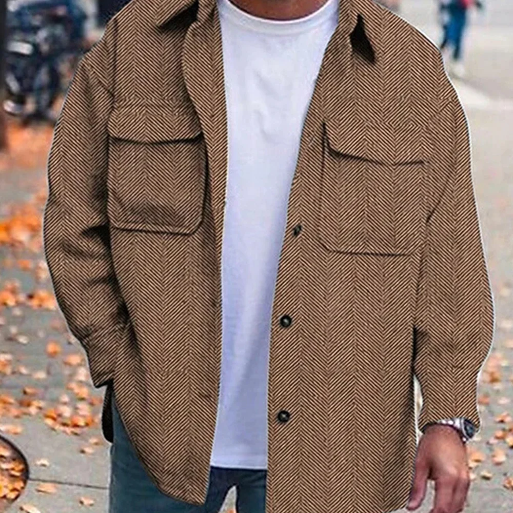 Smiledeer New Lapel Collar Fashion Versatile Workwear Style Men's Jacket