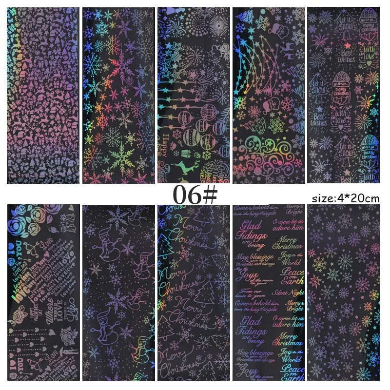 Nail Foils Flowers Nail Stickers Transfer Decals Sliders Christmas Halloween Print Nail Art Decorations DIY Tips Adhesive Wraps