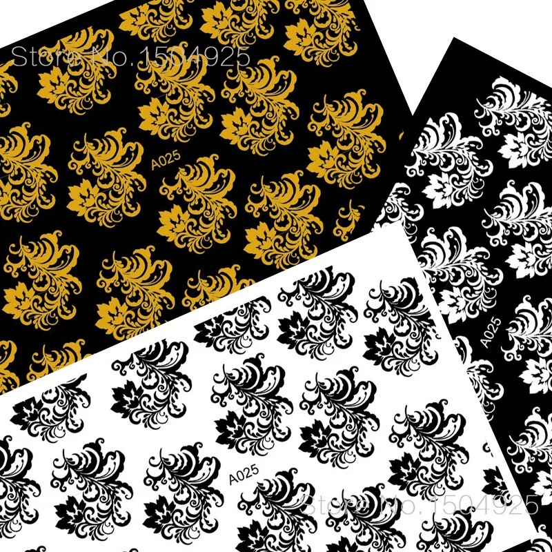 Black Wave Gold Stars White Line Nail Art Stickers Designs Manicure Sticker Back Glue Accessories for Nail Art Decoration Decals