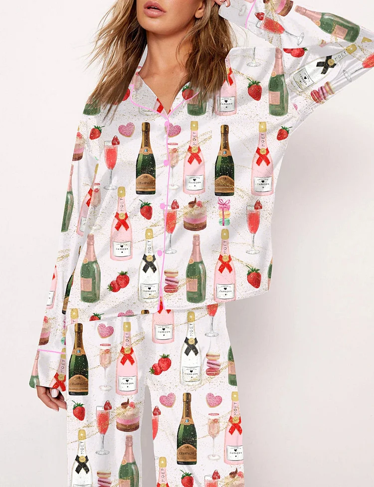 Women's Christmas Champagne Pajama Set