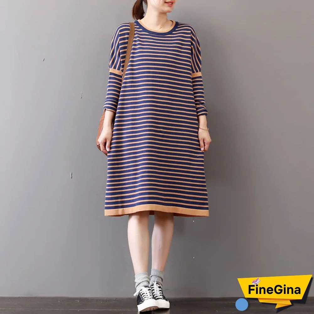 chunky striped sweater dress oversize o neck winter dresses Elegant long sleeve winter dress