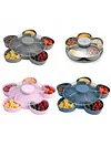Divided Spinning Snack Serving Tray 5-Compartment Rotating Round Snackle Box Container with Lid for Chips and Dip Nut Candy Fruit Party Picnic