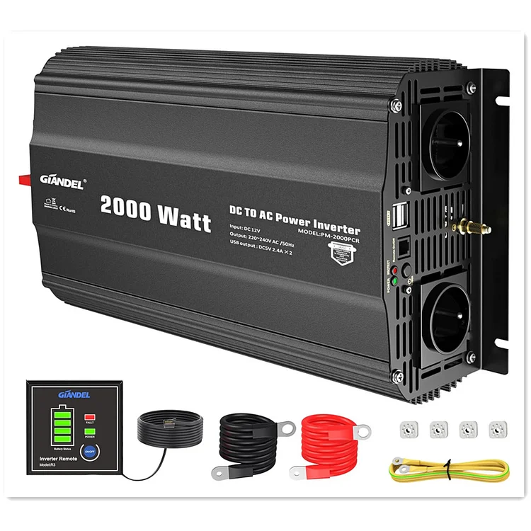 2000W Modifiée Transformateur Convertisseur DC 12 volts à AC 220 volts