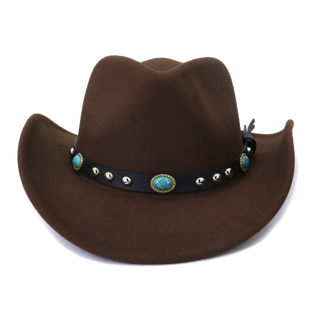 Karl Heart Top Wool Western Hat -  Coffee