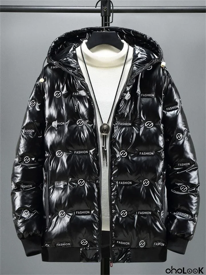 Loose Fashion Hooded Printed Zipper Plus Size Coats For Men