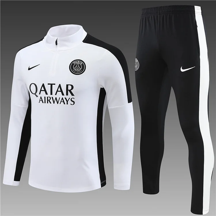 2023-24 Paris White Half-Drawn Training Jersey
