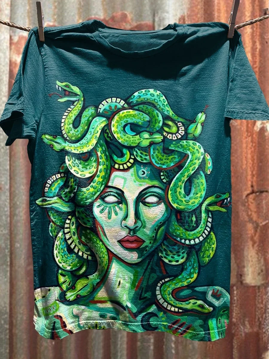 Eagerlys  Funny Medusa Art Print T-shirt Eagerlys