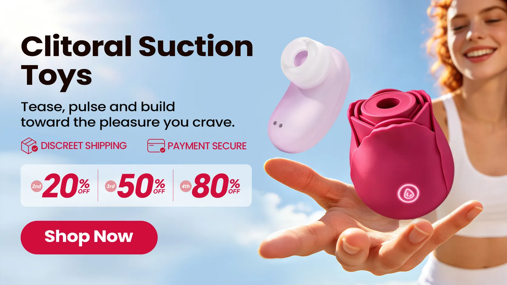 Rose and compact clitoral suction toys for focused external stimulation