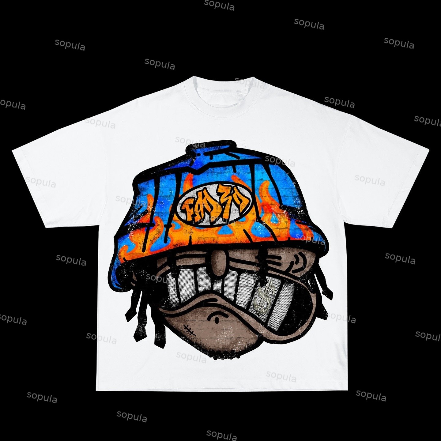 Sopula Vintage Cartoon Portrait Graphics Cotton T-Shirt