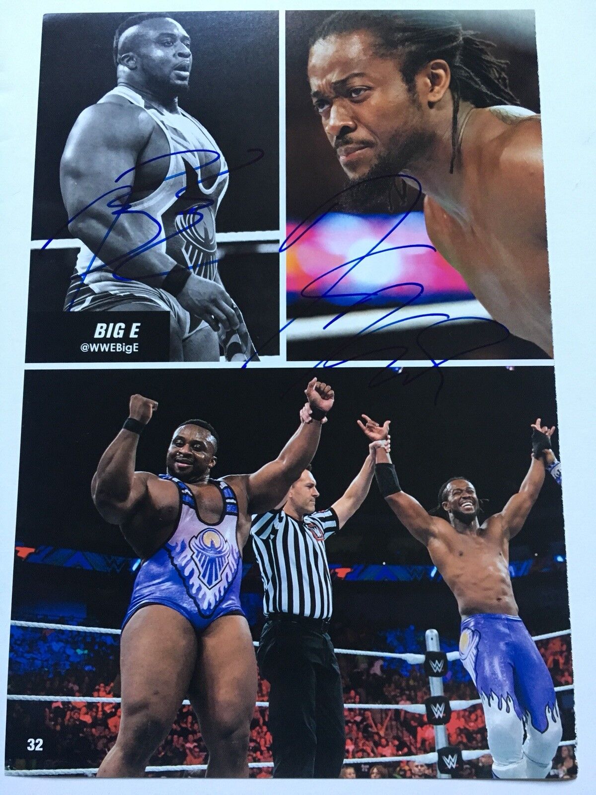 The New Day Kofi Kingston Big E Signed Photo Poster painting WWE Program Page 9x13 Size NXT AEW