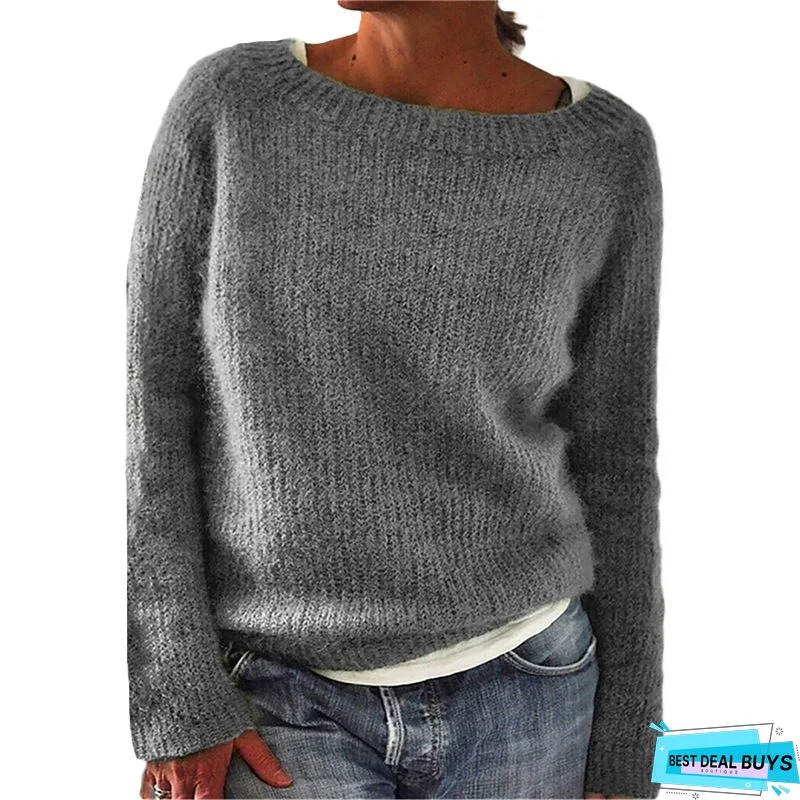 Casual Shift Plain Knitted Sweater