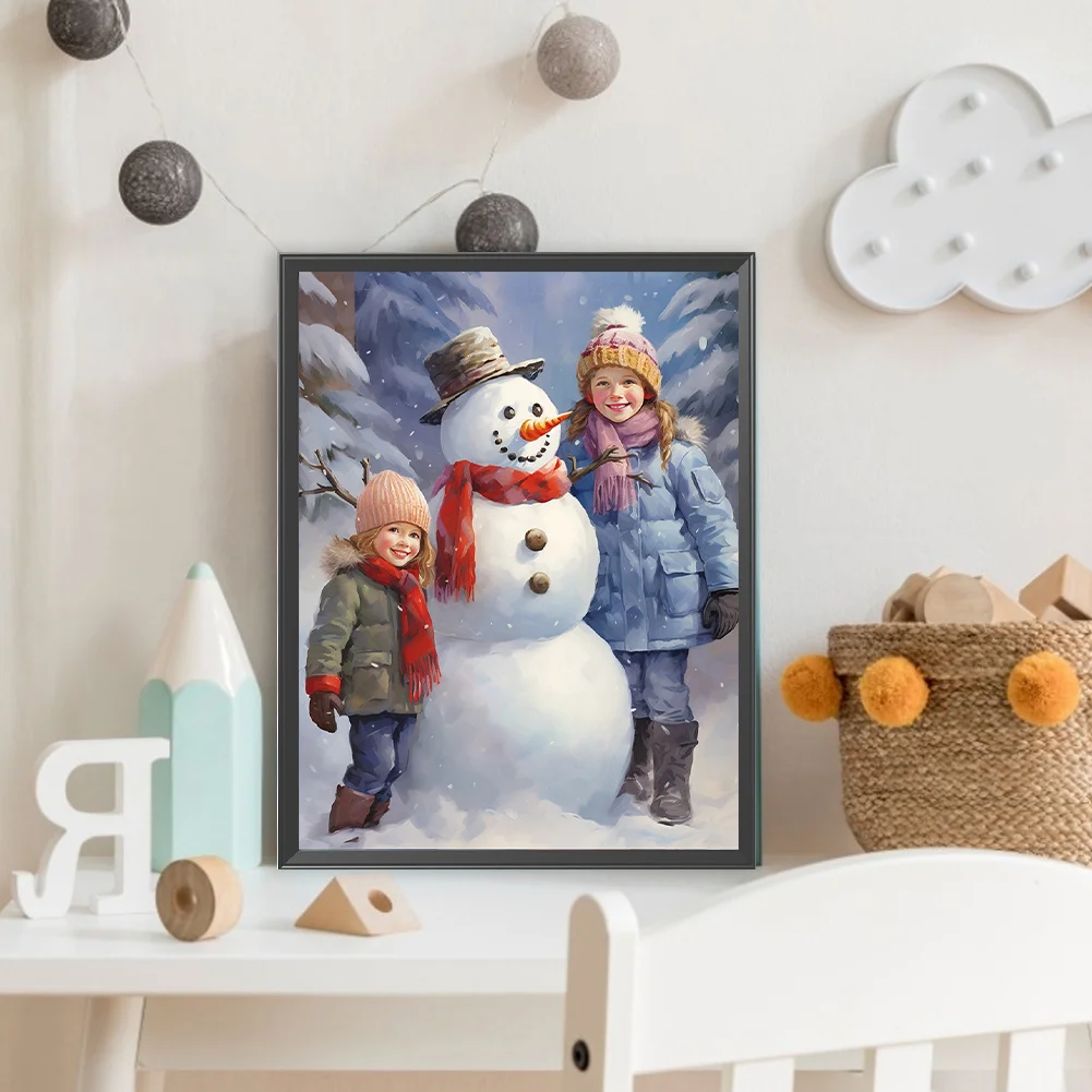 Diamond Painting - Full Round Drill - Kids Snowman(Canvas|30*40cm)