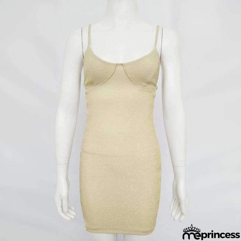 Glitter Side Hollow Out Strappy Dress