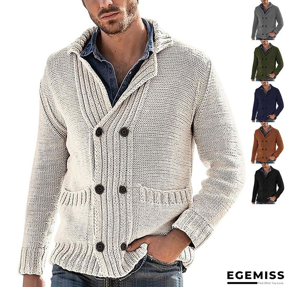 Cardigan Men's Fashion Solid Color Lapel Long Sleeve Knitted Coat | EGEMISS