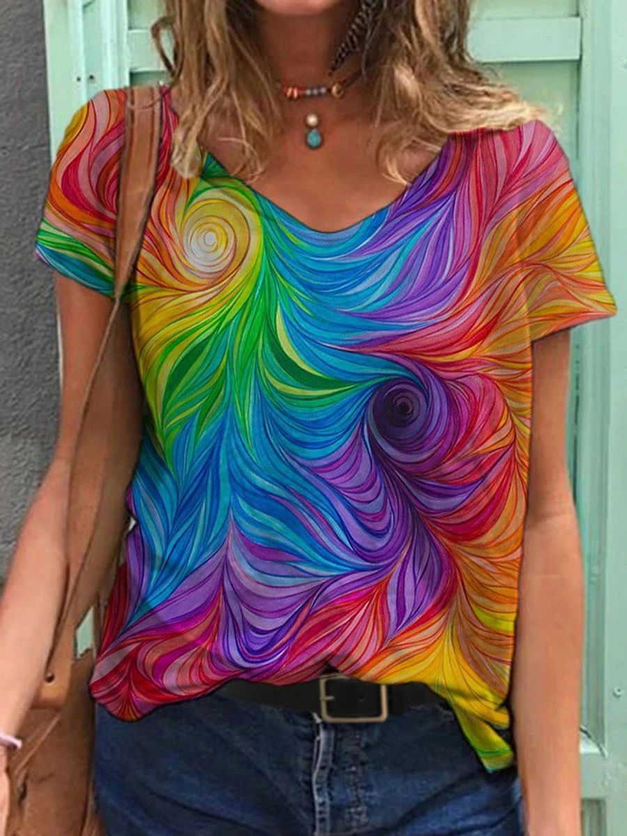 Women Half Sleeve V-neck Solid Color Dress