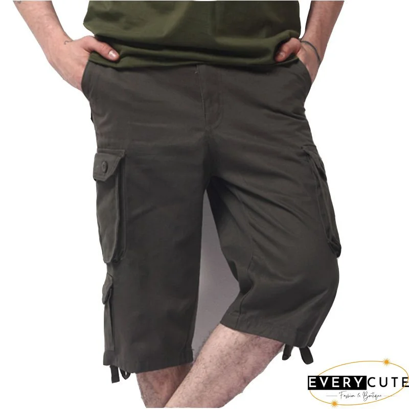 Flap Pocket Roll Tab Hem Bermuda Shorts Without Belt
