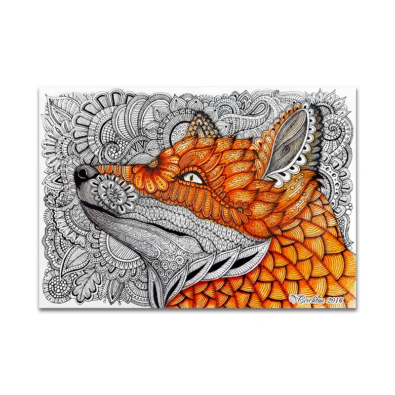 Jeffpuzzle™-JEFFPUZZLE™ Zentangle Fox Wooden Jigsaw Puzzle