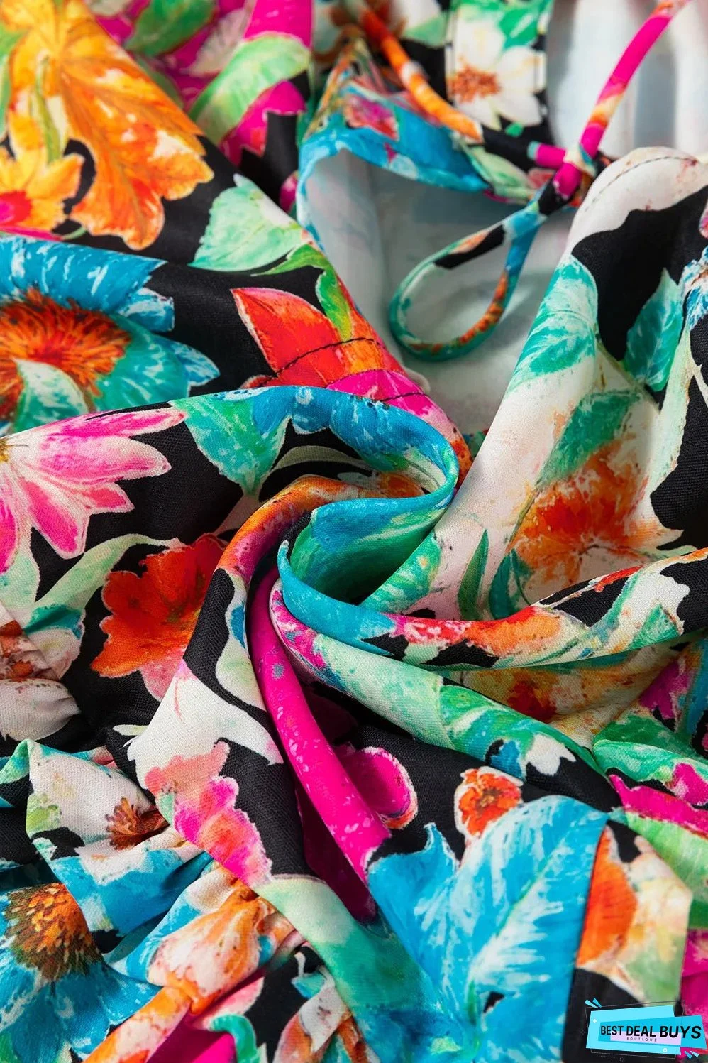 Printed Tie Neck Long Sleeve Blouse