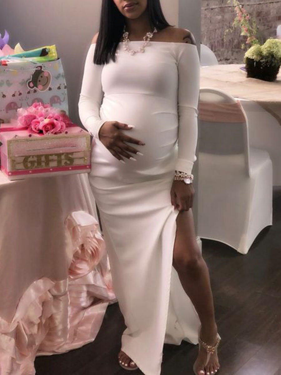 maternity casual v neck color matching frenulum dress