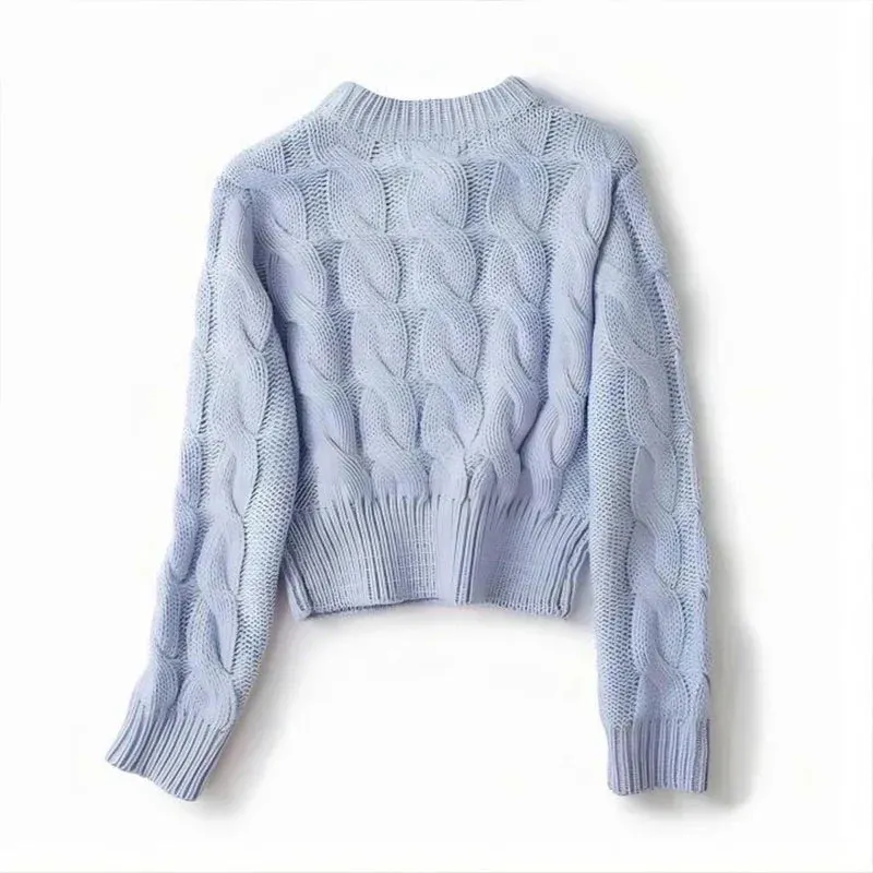 Women's Soft Cropped Knit Jumper &ndash; Easy Layering Essential &ndash; Blue