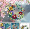(US Local)Acrylic Special Shaped Daisy Wreath DIY Diamond Painting Hanging Ornaments Kit