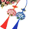 Full Bead Embroidery Keychain Lotus Printed Craft Gifts(10x9cm)