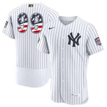 Men's New York Yankees #99 Aaron Judge Nike White 2026 All-Star Edition Stars & Stripes Authentic Jersey