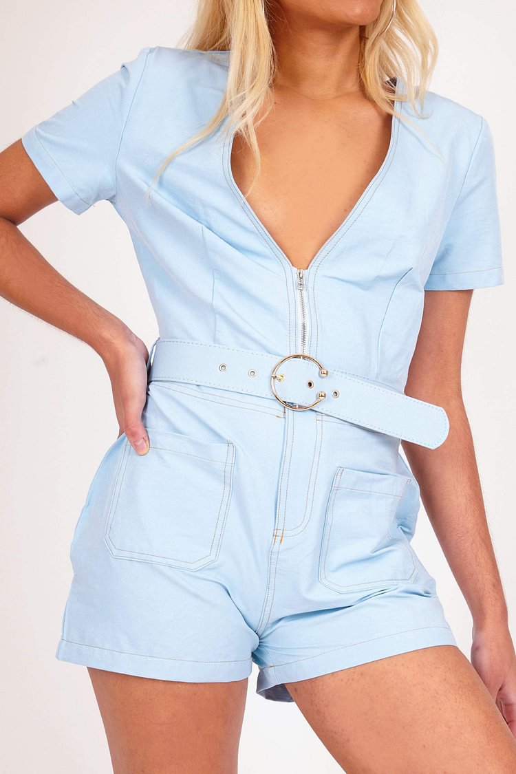 Blue Utility Pocket Zip Playsuit Katch Me