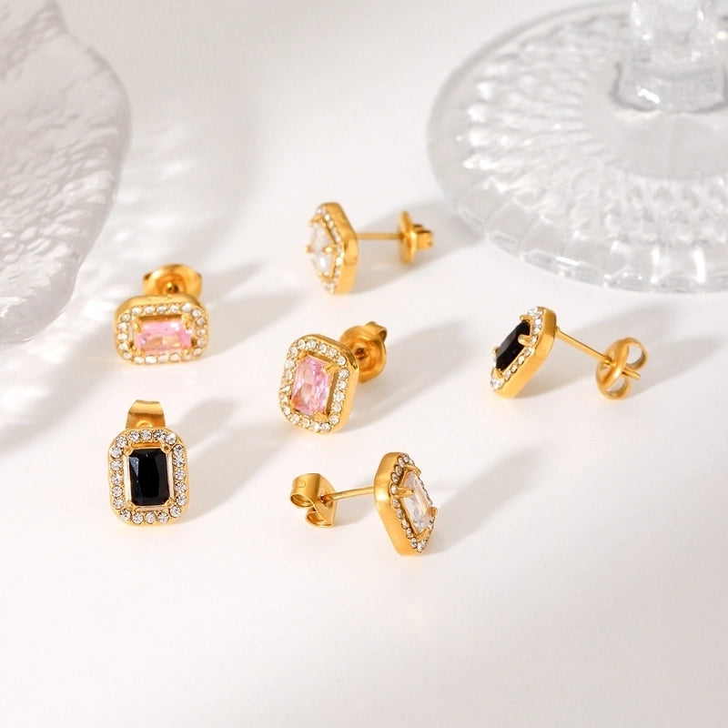 1 Pair Elegant Geometric 304 Stainless Steel Titanium Steel 18K Gold Plated Ear Studs