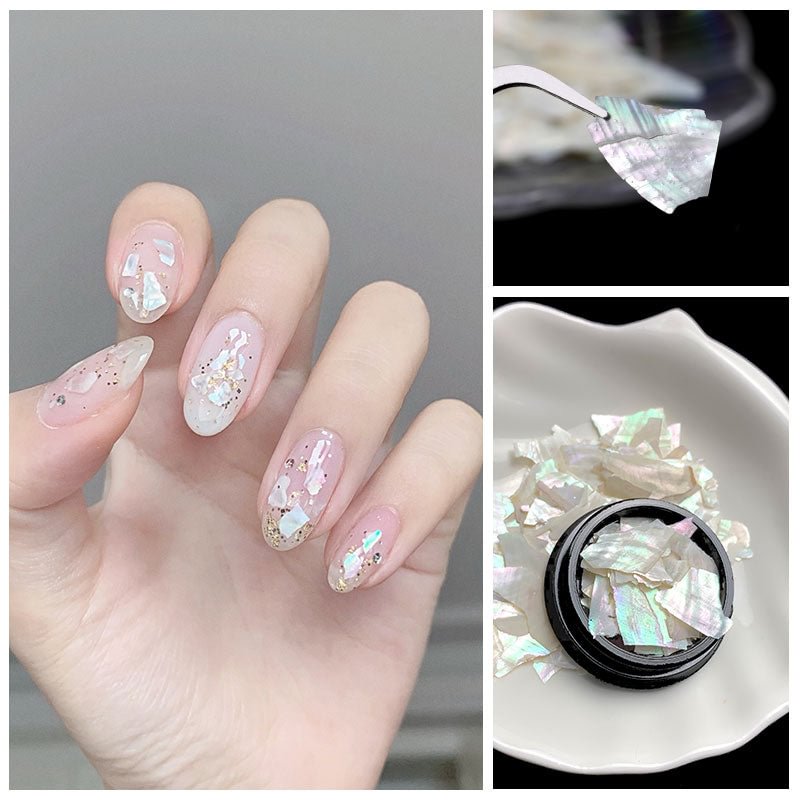 1 box nail decorations 3D shiny abalone pearl shell slice snowflake Nail Art stones charms sequins tips manicure accessories