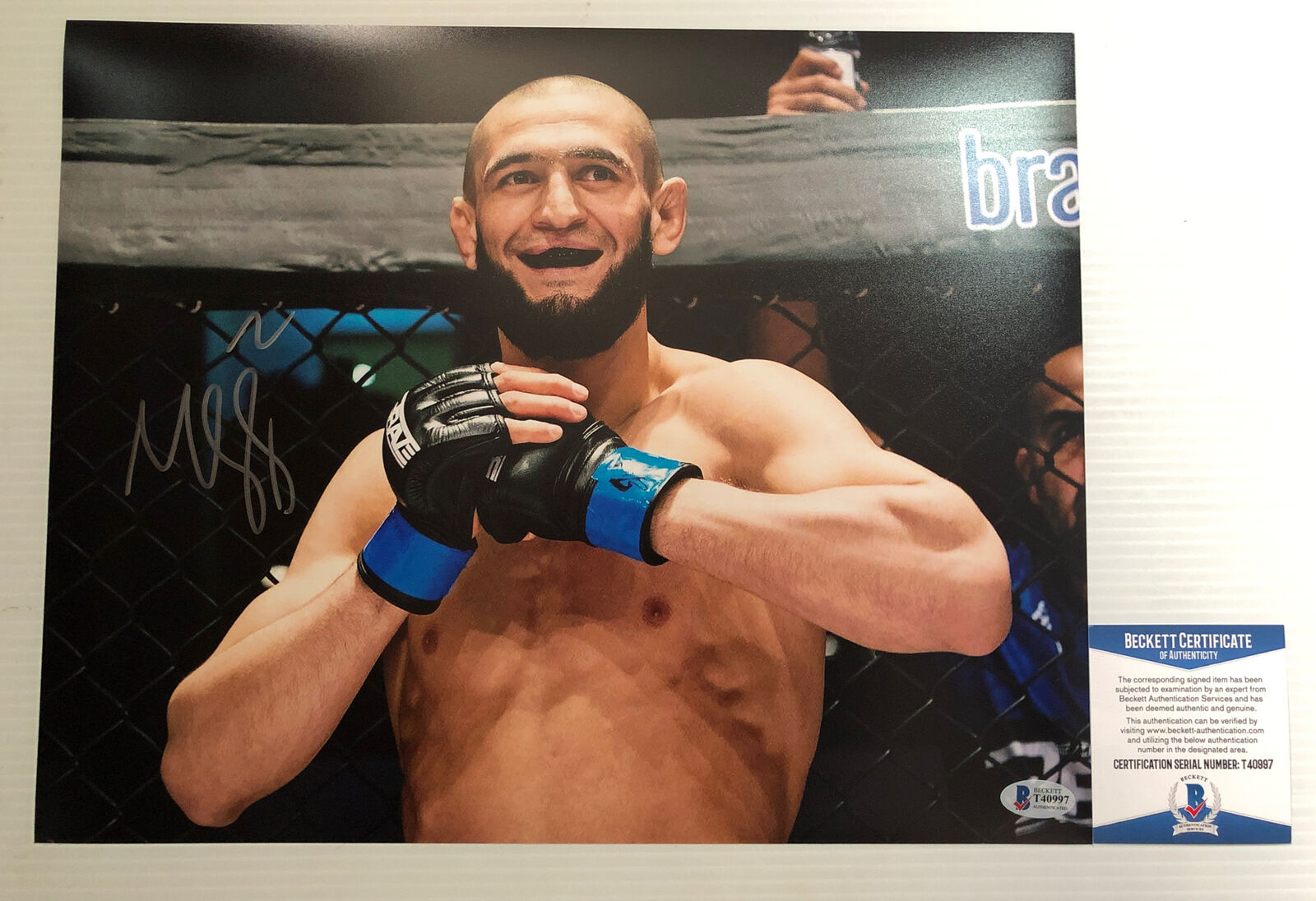Khamzat Chimaev BORZ Signed Autographed 11x14 Photo Poster painting UFC BEAST BECKETT BAS COA 1