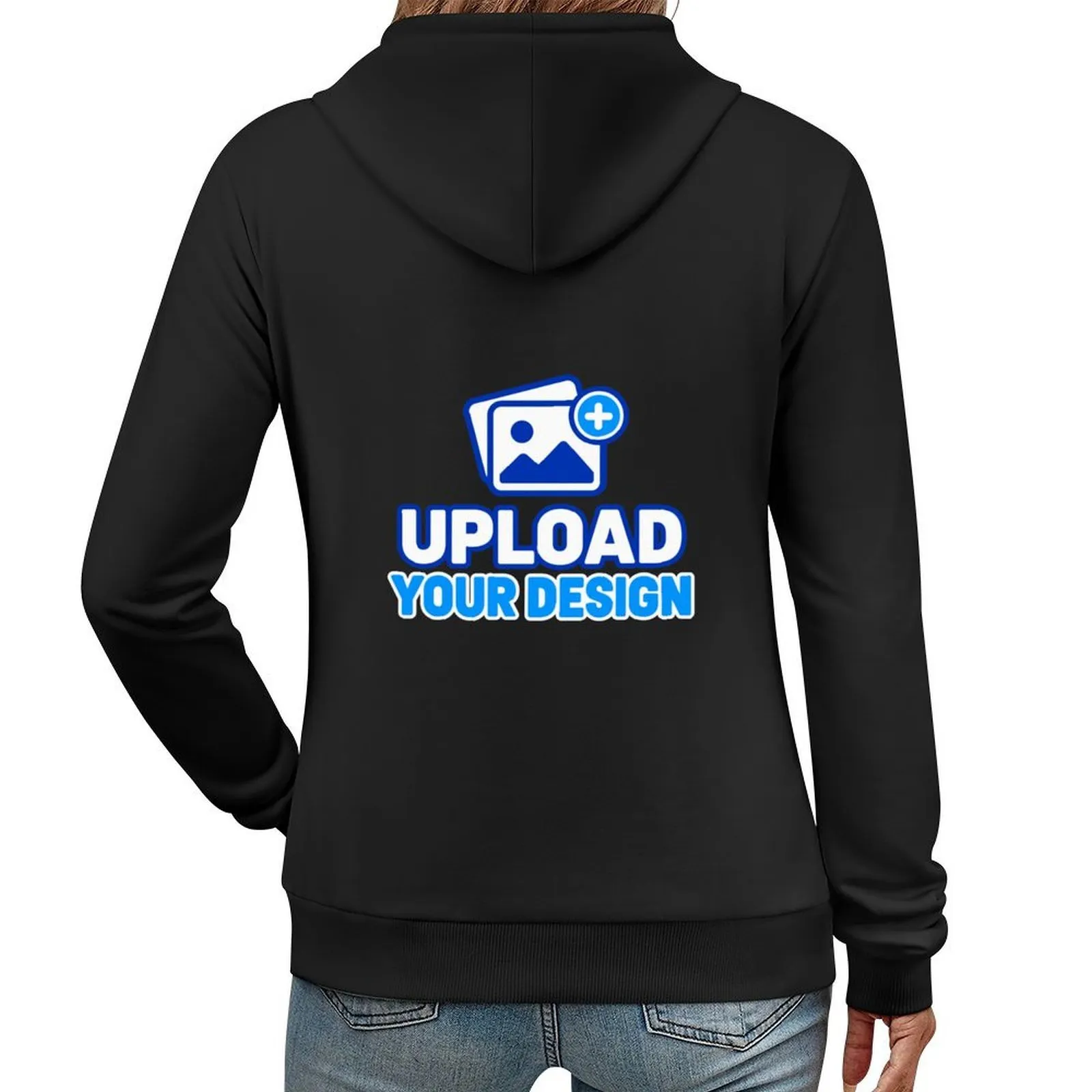 Women's Hoodie Sweatshirt No Pockets Back Print customized with your own uploaded design