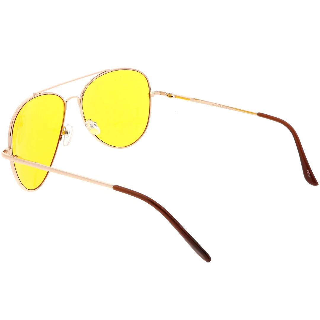 Large Classic Night Driving Aviator Sunglasse With Yellow Tinted Lens 61mm